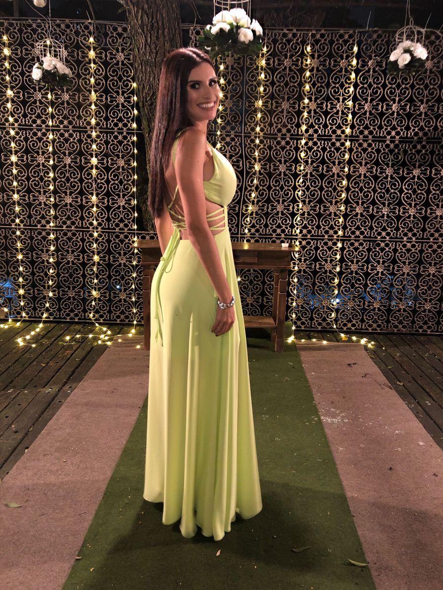 vestido de festa verde limao