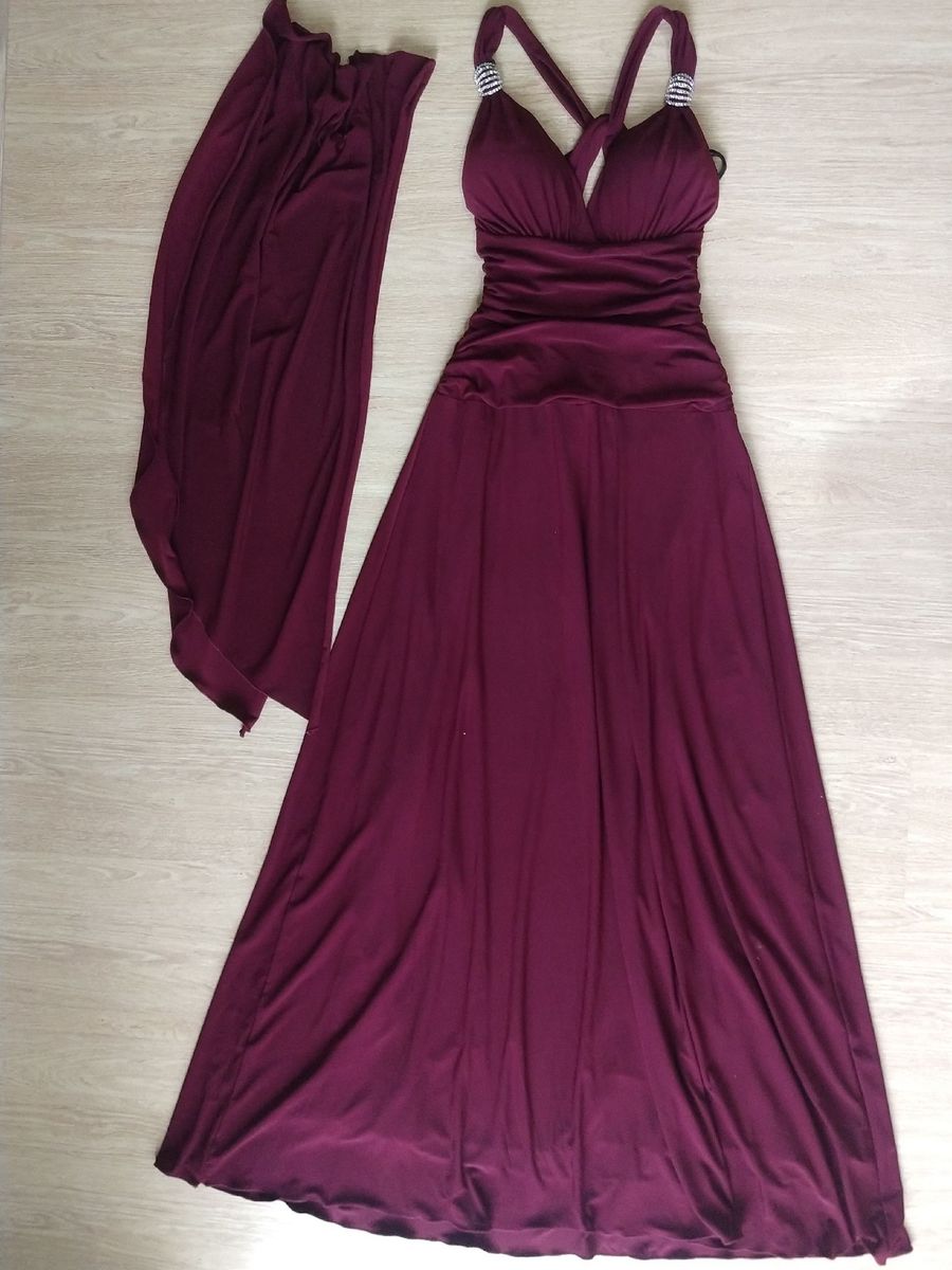 vestido de festa longo vinho