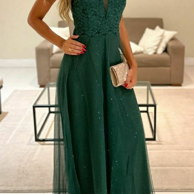 Vestido de madrinha de casamento best sale verde escuro