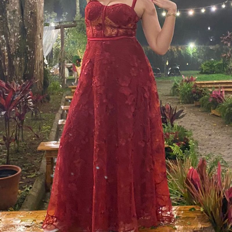 Vestido de madrinha marsala best sale de renda