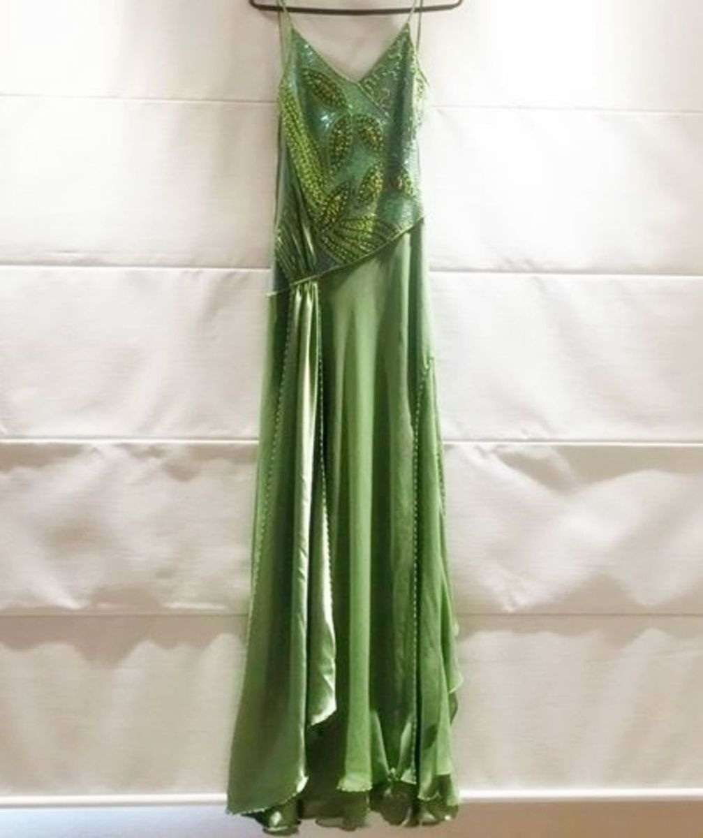 vestido festa verde oliva