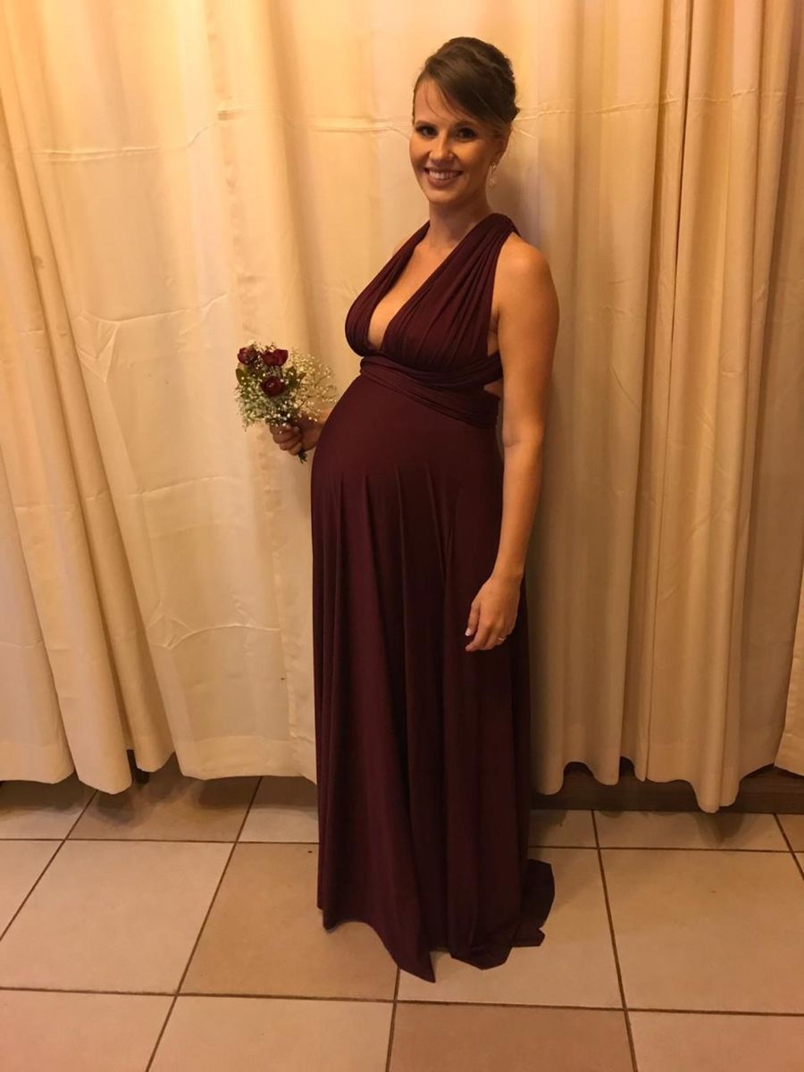 vestido gestante marsala