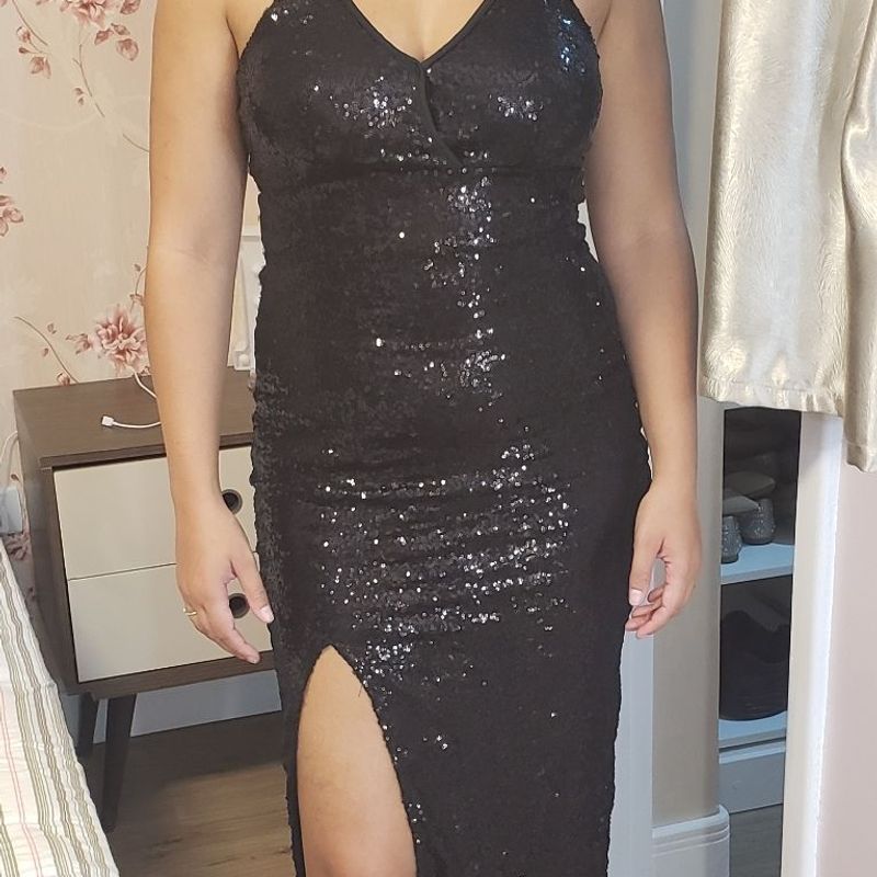 Vestido sales preto brilho