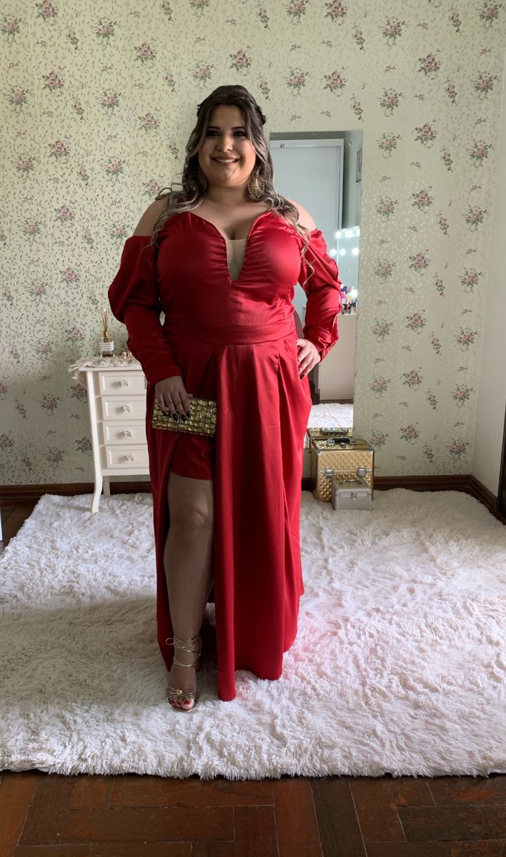 vestido vermelho de festa plus size