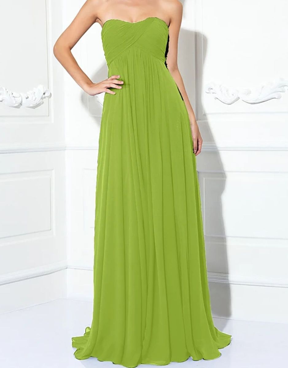 vestido de festa verde limao