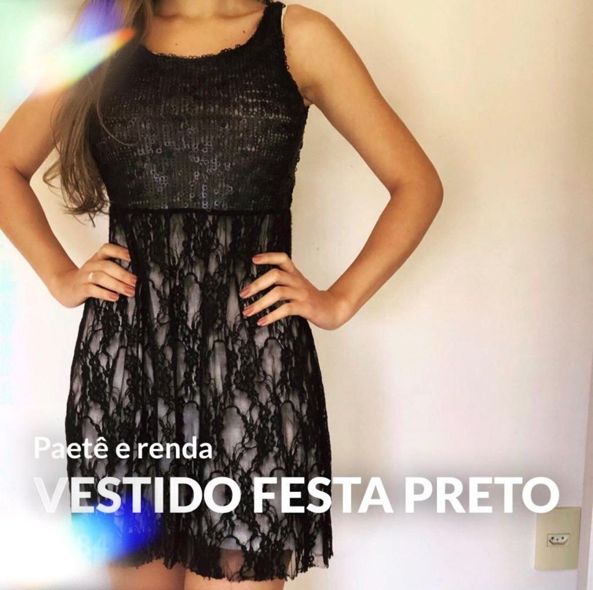 vestido de festa paete preto