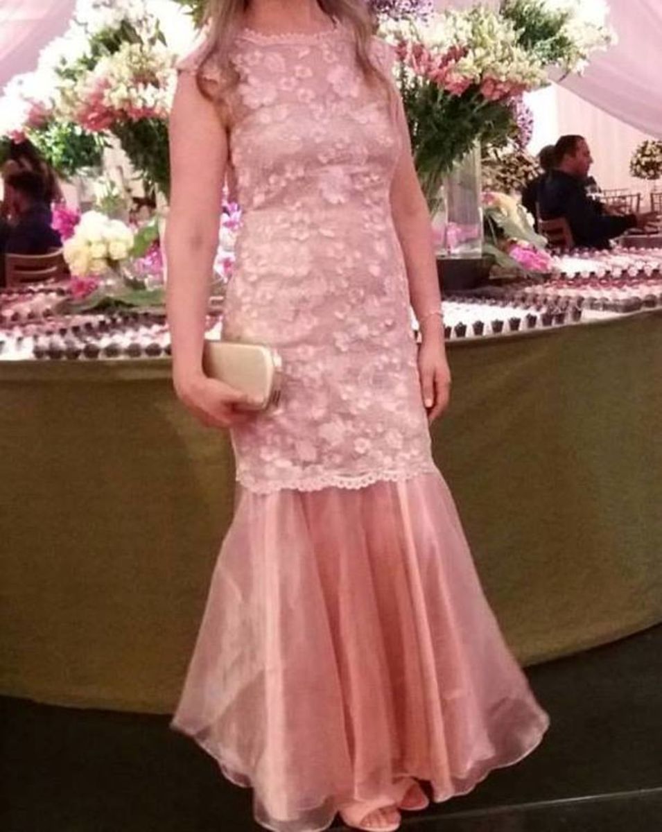 vestido gala rosa