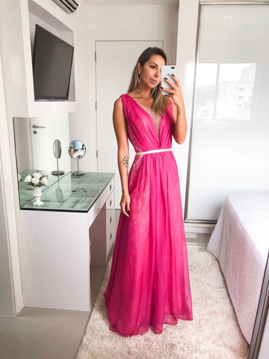 vestido longo rosa pink para madrinha