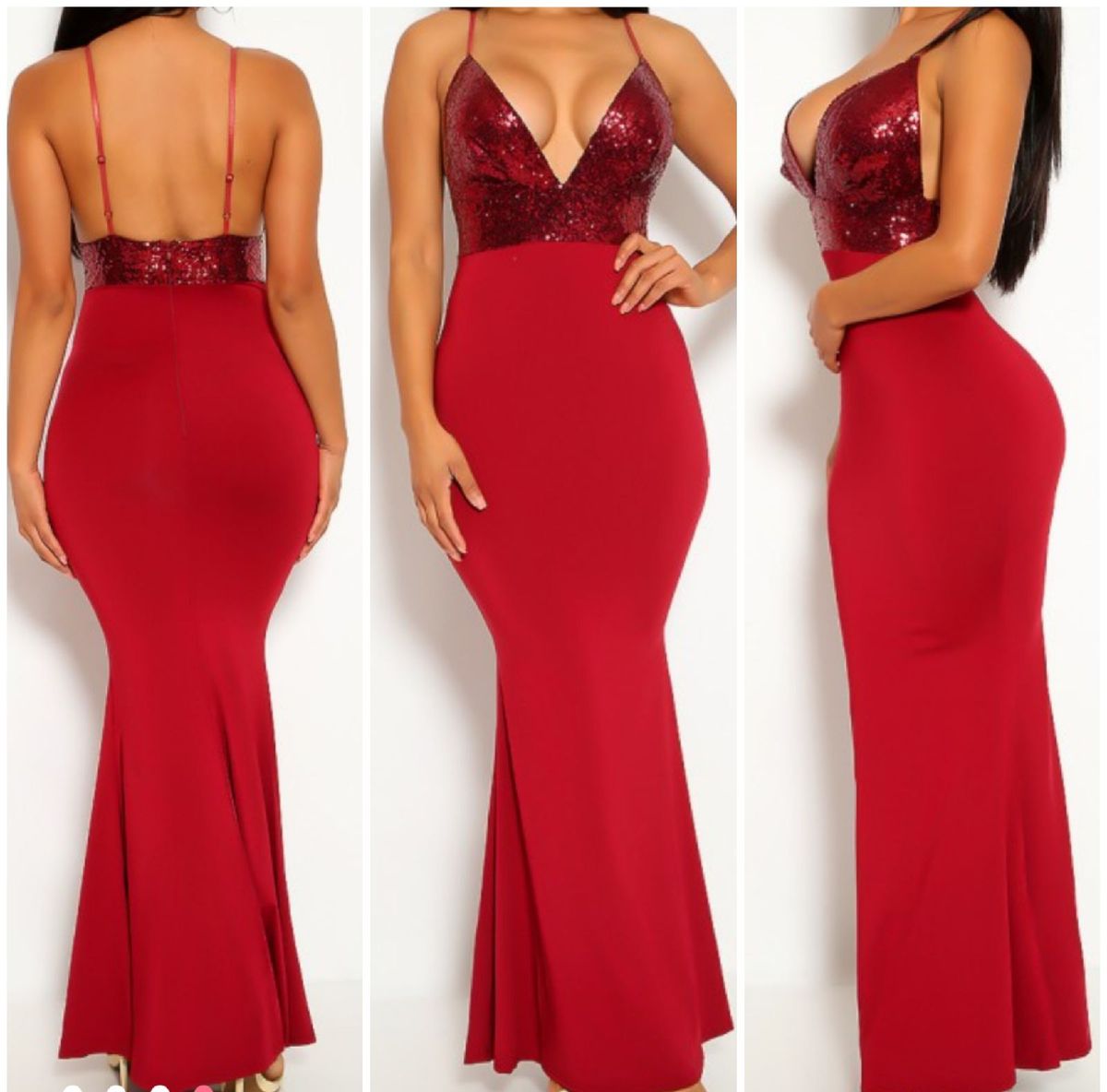 vestido de festa sereia vinho com lantejoulas. - vestidos de festa amiclubwear