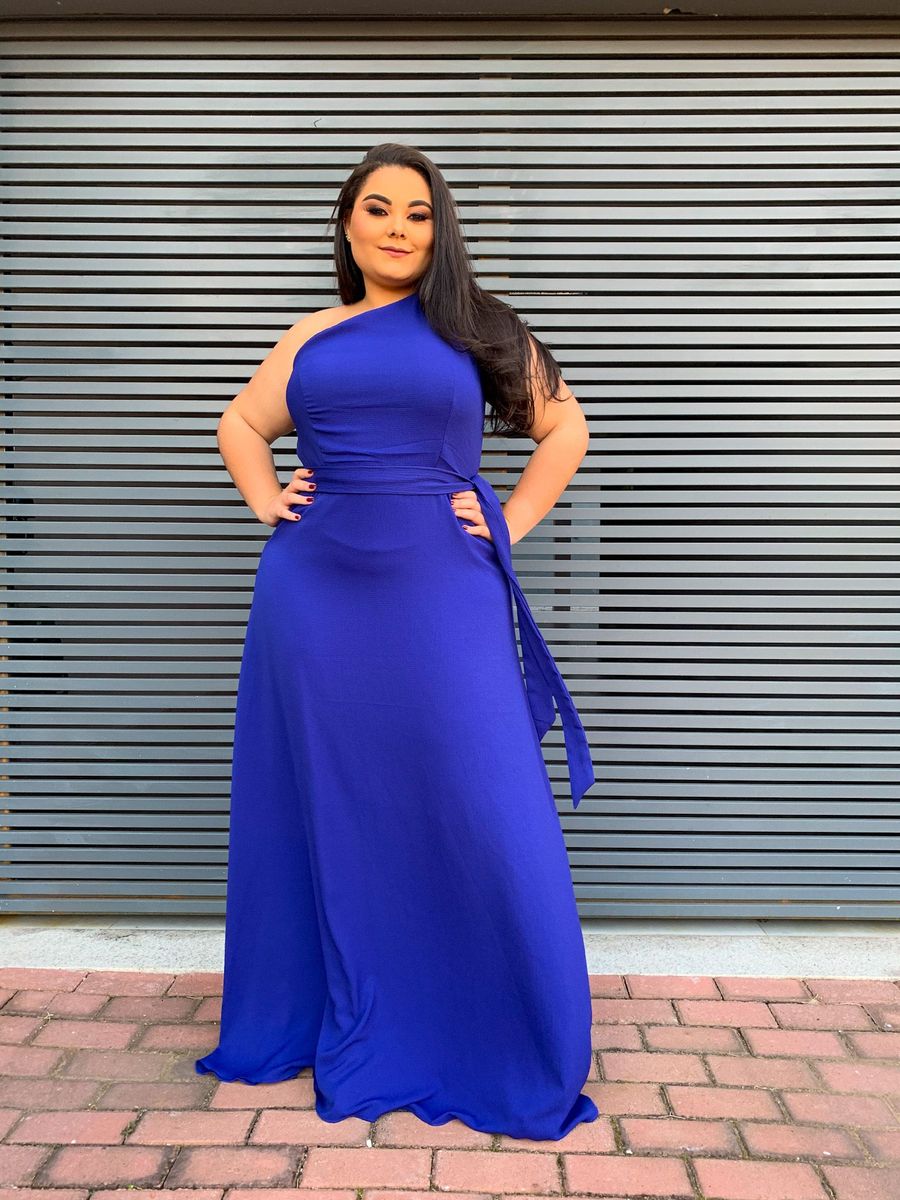 vestido azul marinho para madrinha plus size