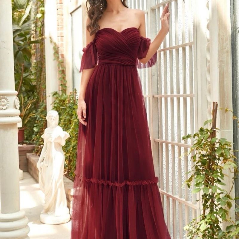 Vestido Longo Vinho Shein Novo | Vestido Feminino Shein Nunca Usado  90493158 | enjoei