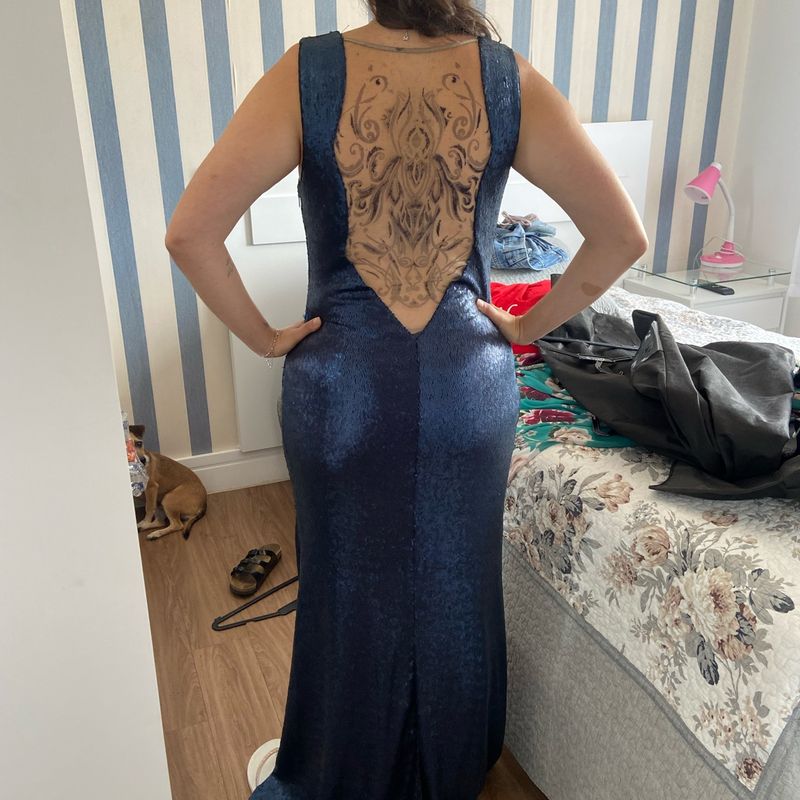 Vestido de Festa Tvz Azul Marinho de Paetê Tvz Usado 98337055