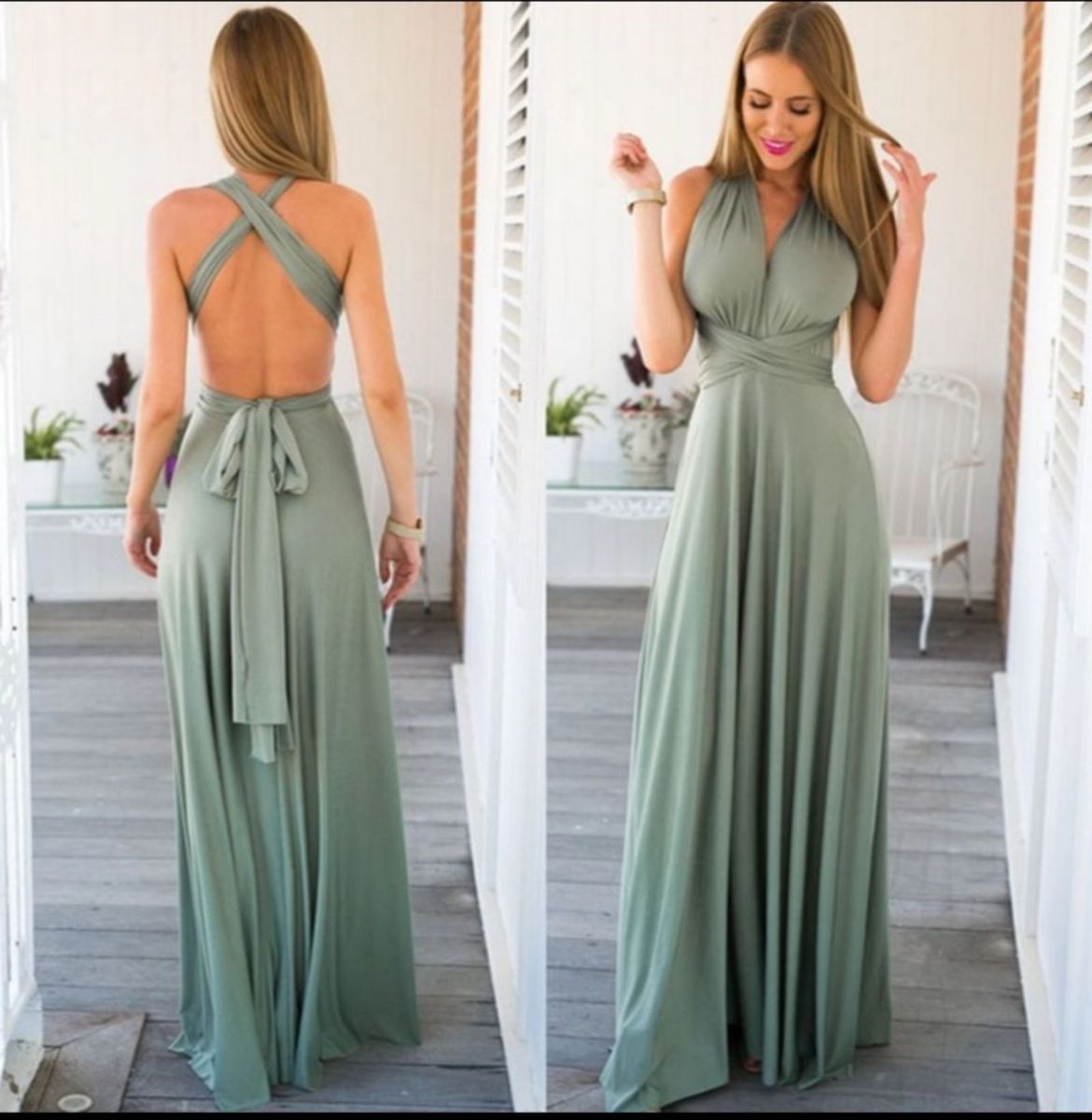 vestido para madrinha verde claro