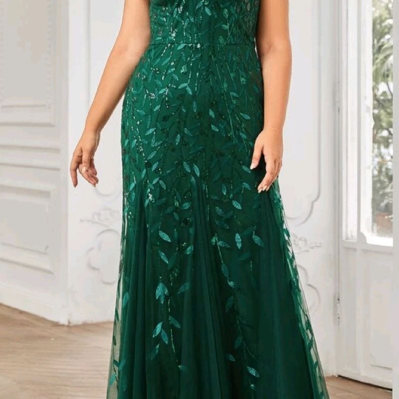 Vestido de Festa Verde Esmeralda Plus Size Tamanho 54 Vestido de
