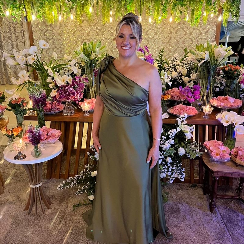 Vestido de Festa Verde Oliva, Tamanho Gg Usado 111832574 enjoei