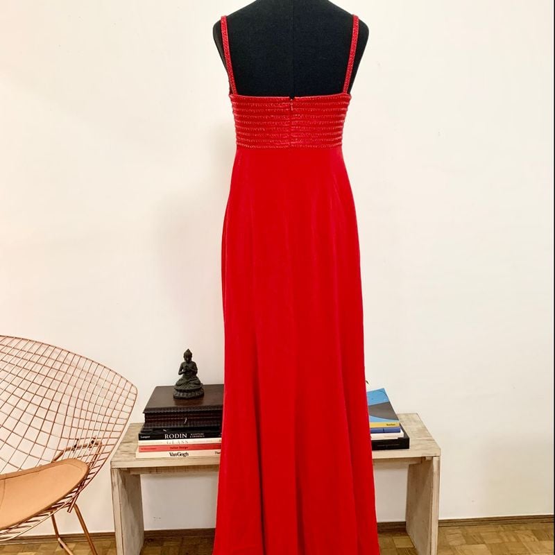 Vestido vermelho best sale com estola