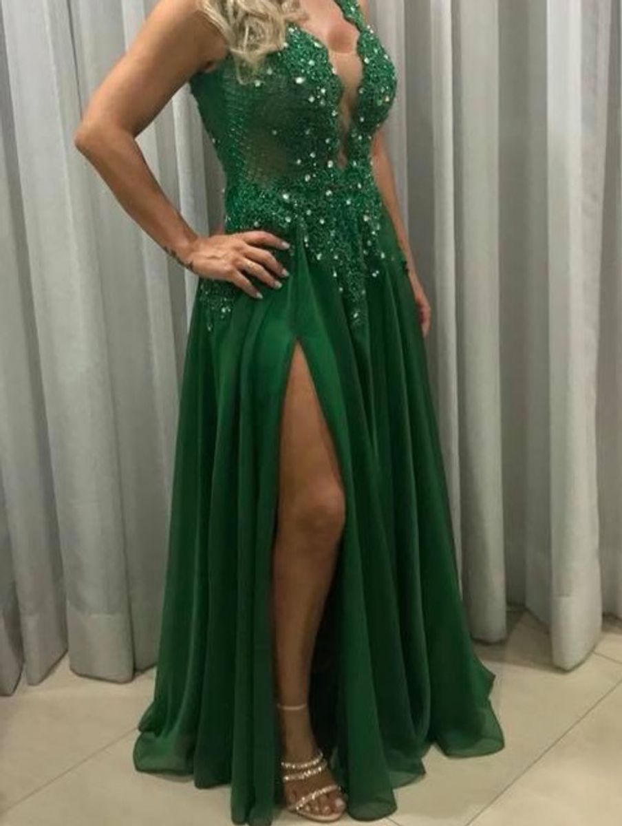 vestido formatura verde
