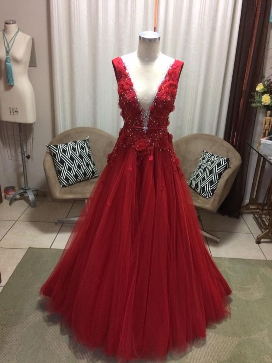 vestido para formatura vermelho
