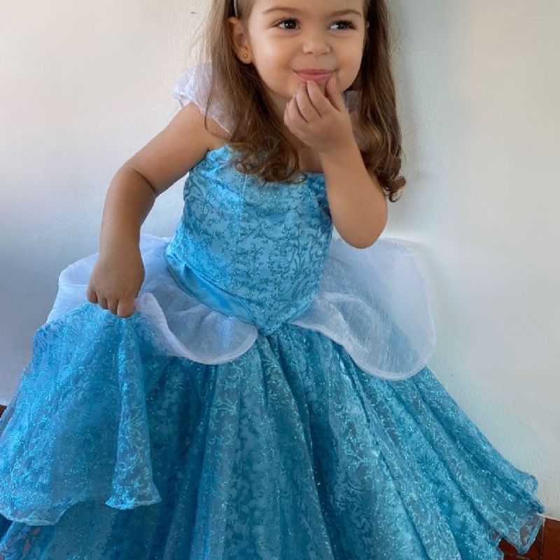 Vestido Azul Cinderela Infantil