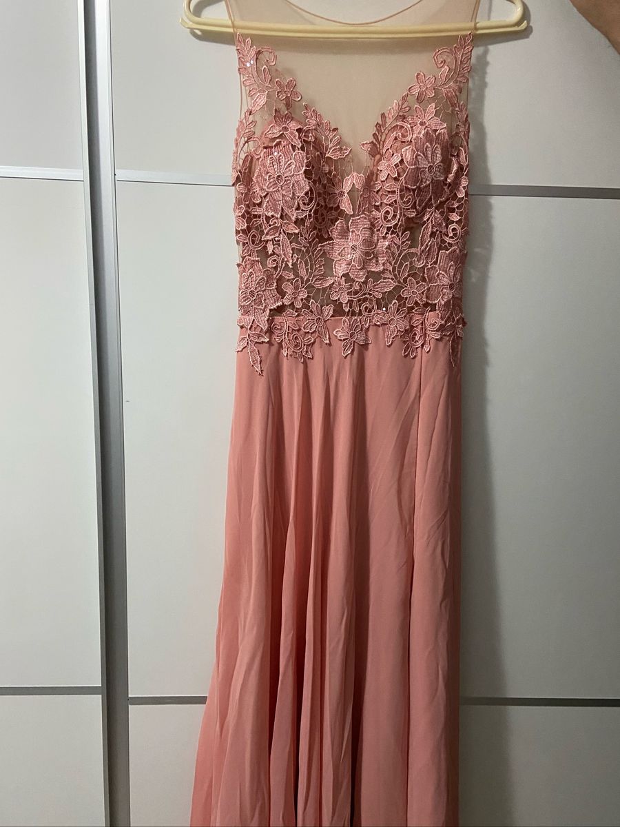 vestido madrinha pessego