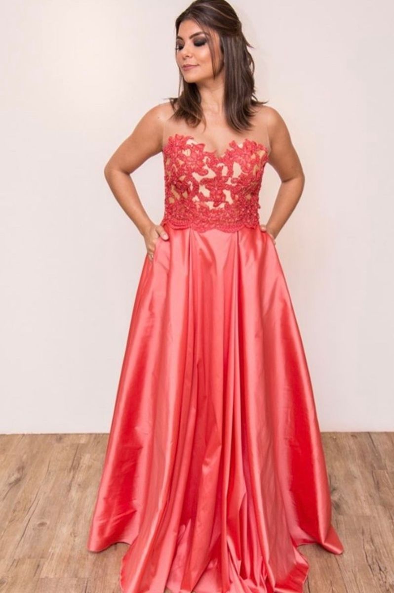 vestido para madrinha coral