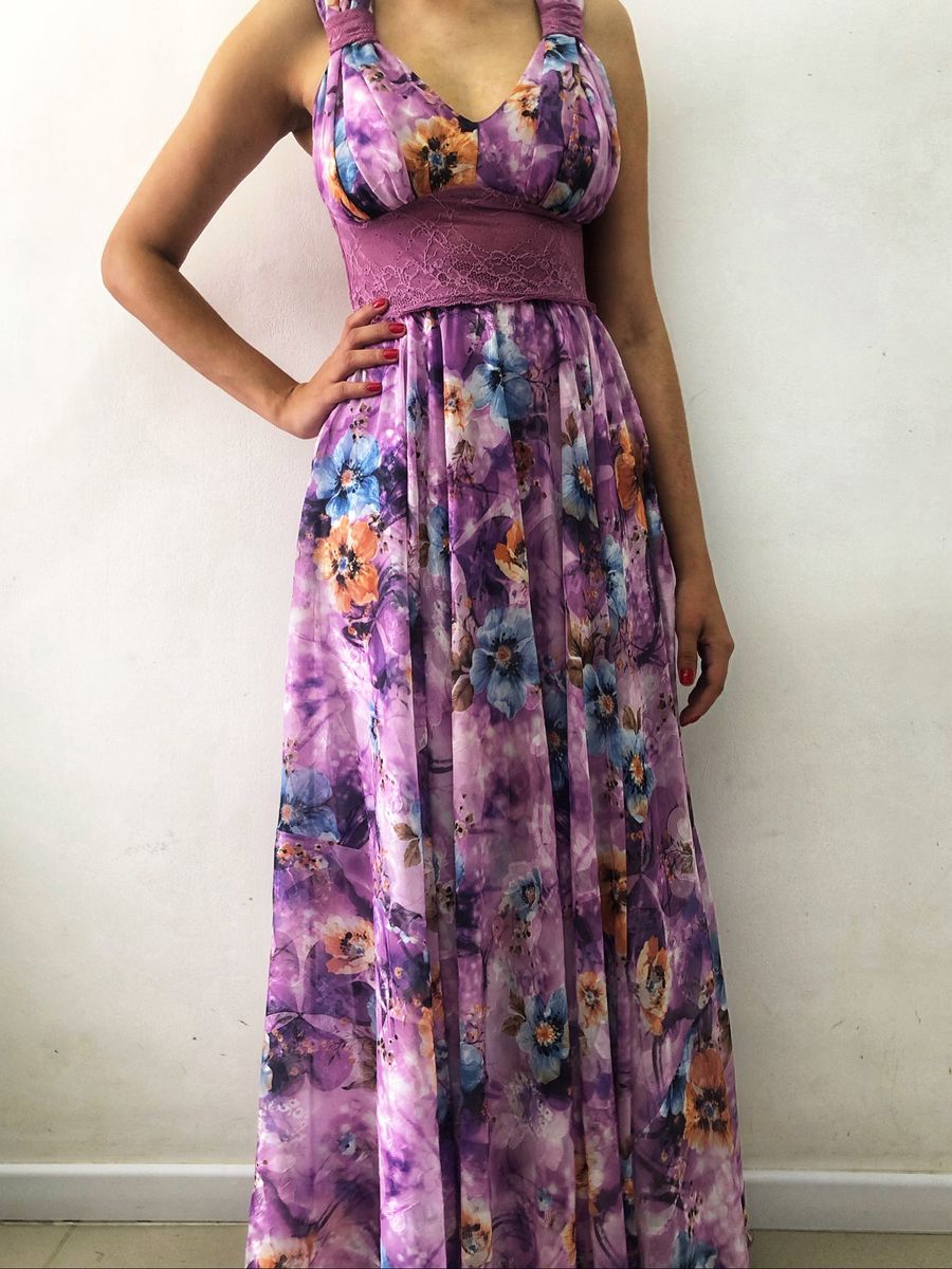 vestido madrinha florido