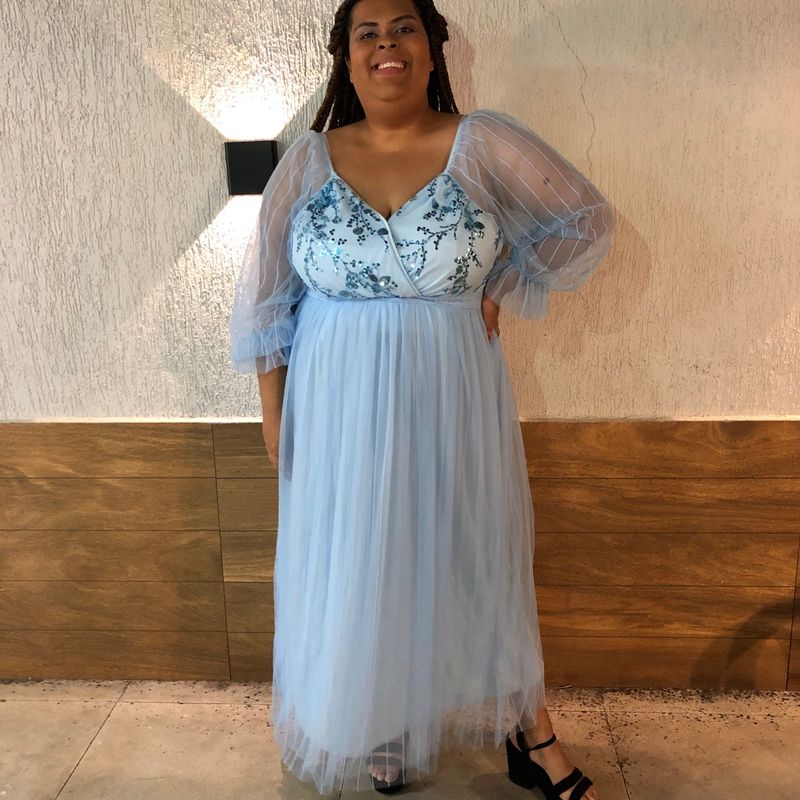 Madrinhas de Azul Serenity  Plus size vestidos formais, Vestido