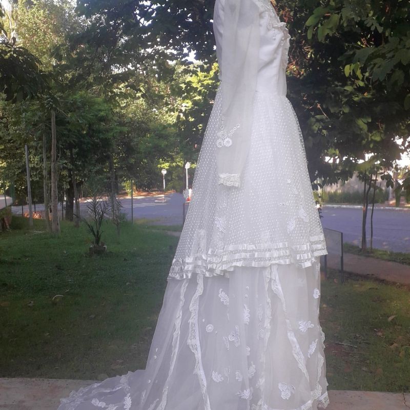 Vestido de Noiva Anos 70 Artesanal Usado 95935704 enjoei