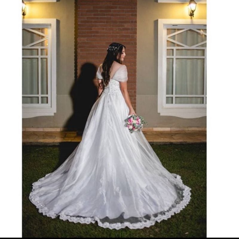 Vestido de noiva de organza hot sale e renda