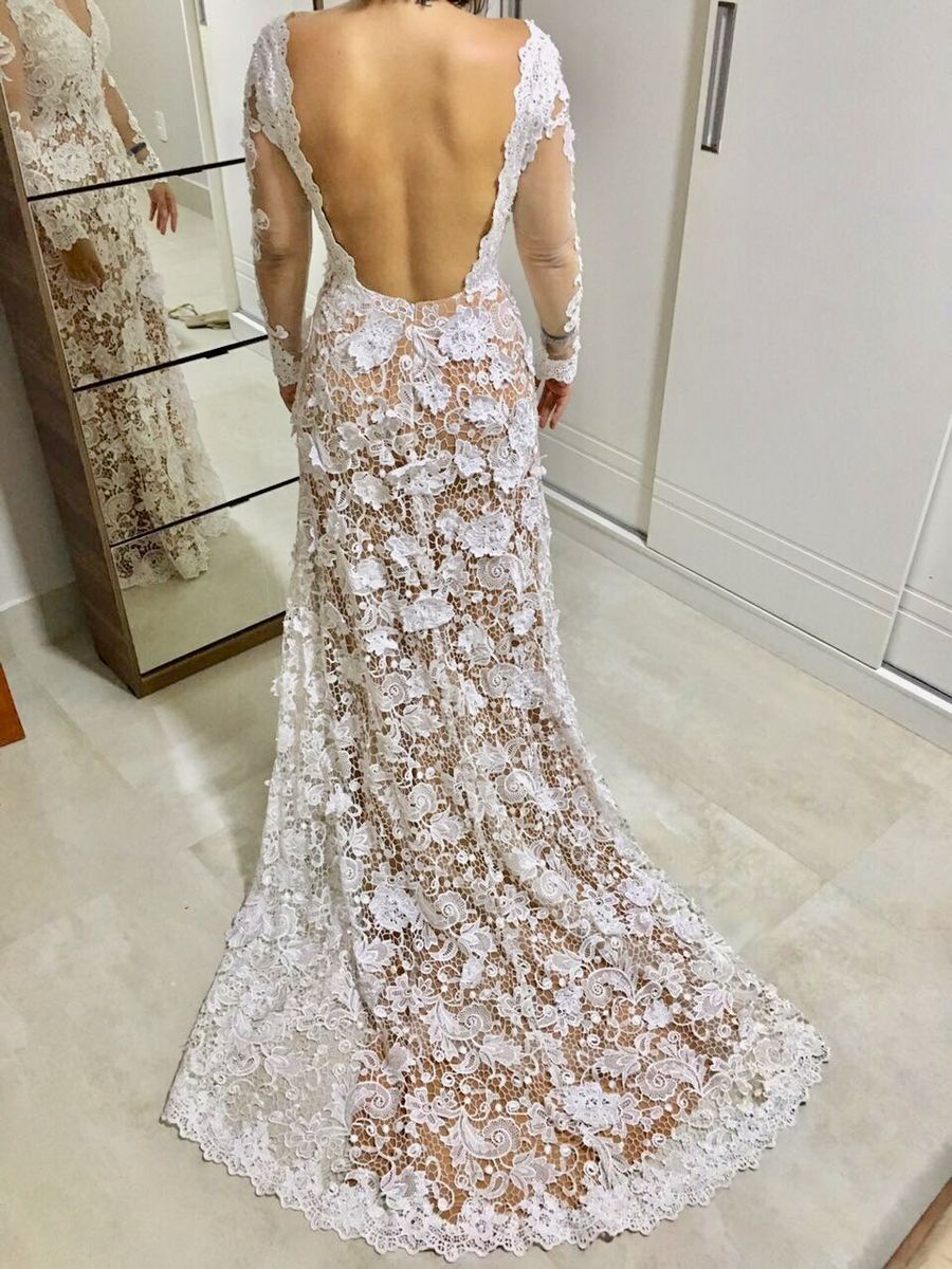 vestido de noiva de renda guipir