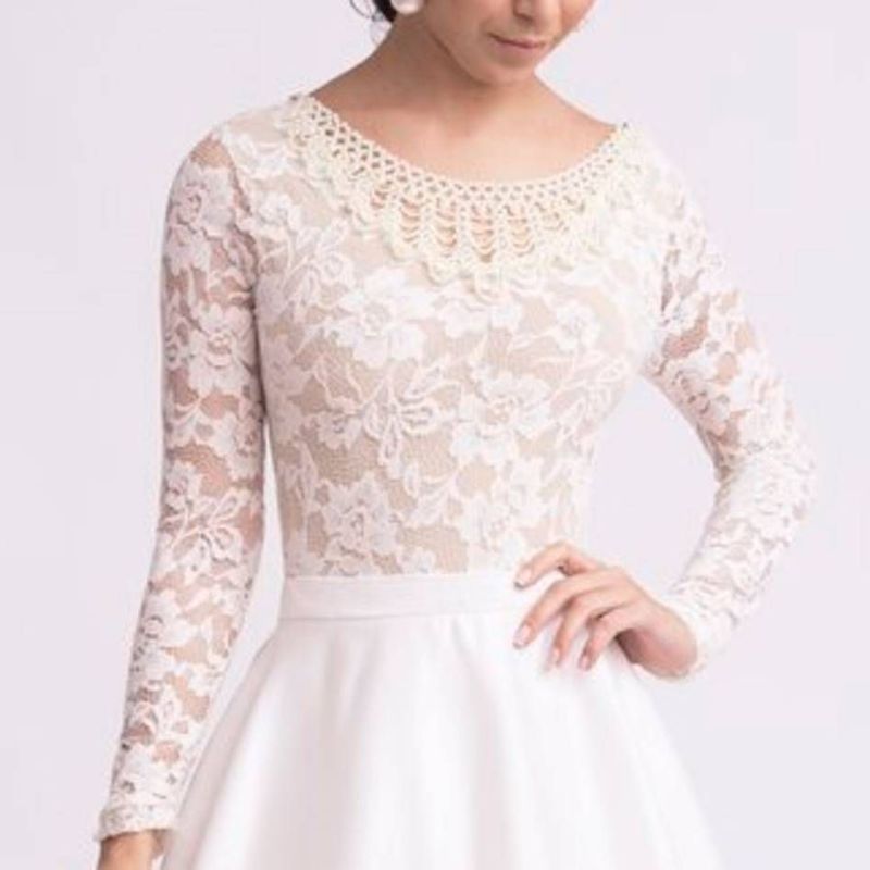 Vestido de Noiva Off White (Body e Saia) Roupa de Casamento