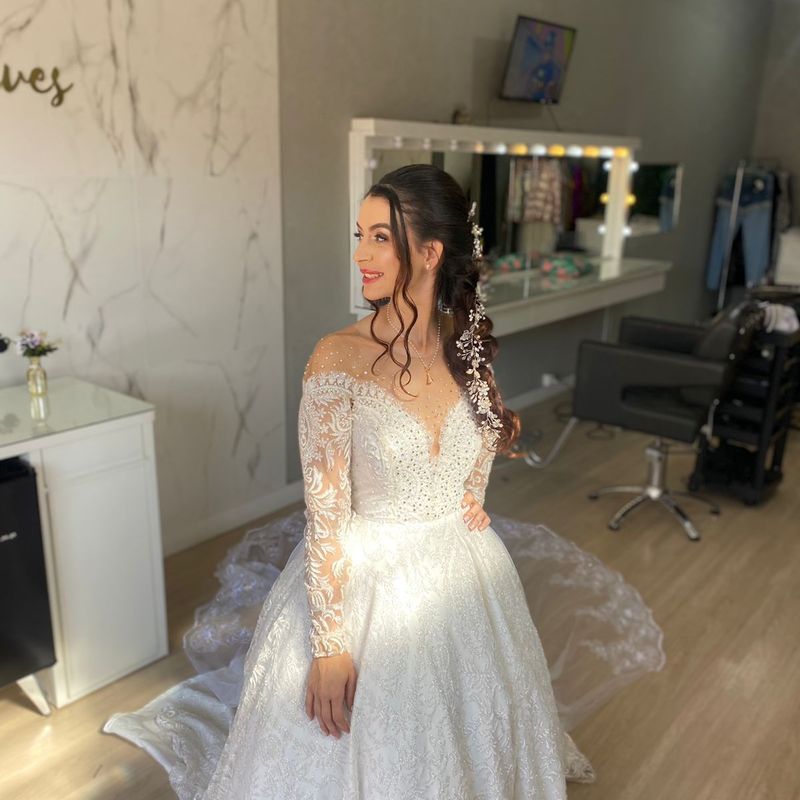 Vestido de noiva brilhante 2024 princesa