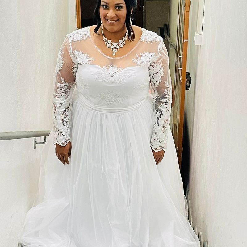 Vestido de Noiva Tamanho Plus Size Ajust vel 50 52 com V u de 3