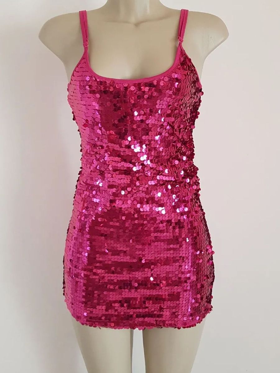 vestido paete rosa pink