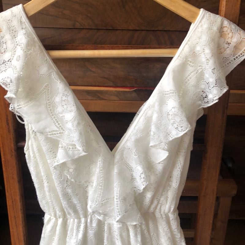 Vestido de Renda Branco Serve para Primeira
