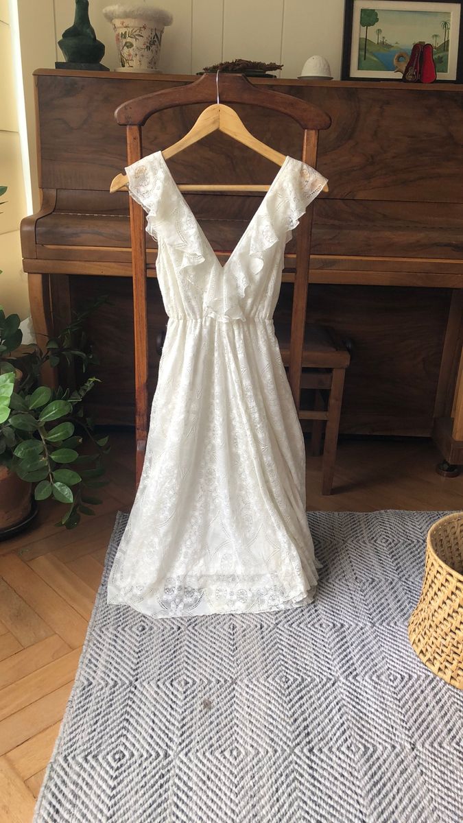 Vestido de Renda Branco Serve para Primeira