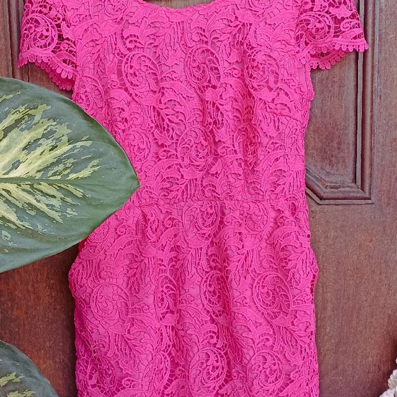 Vestido pink best sale de renda