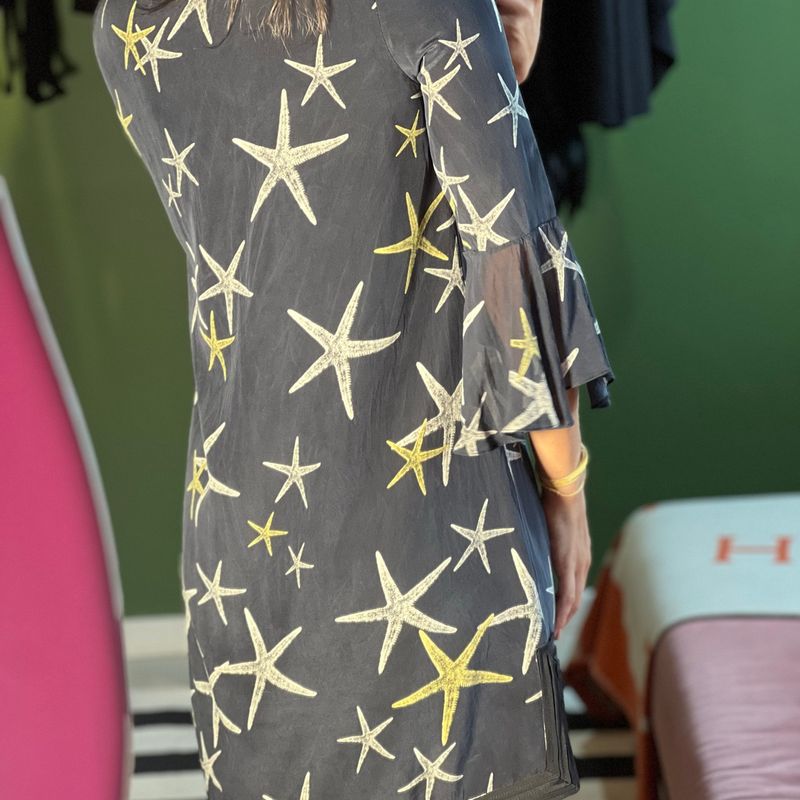 Vestido de Seda Animale Estampa Estrelas Vestido Feminino Animale Usado  100885756 enjoei