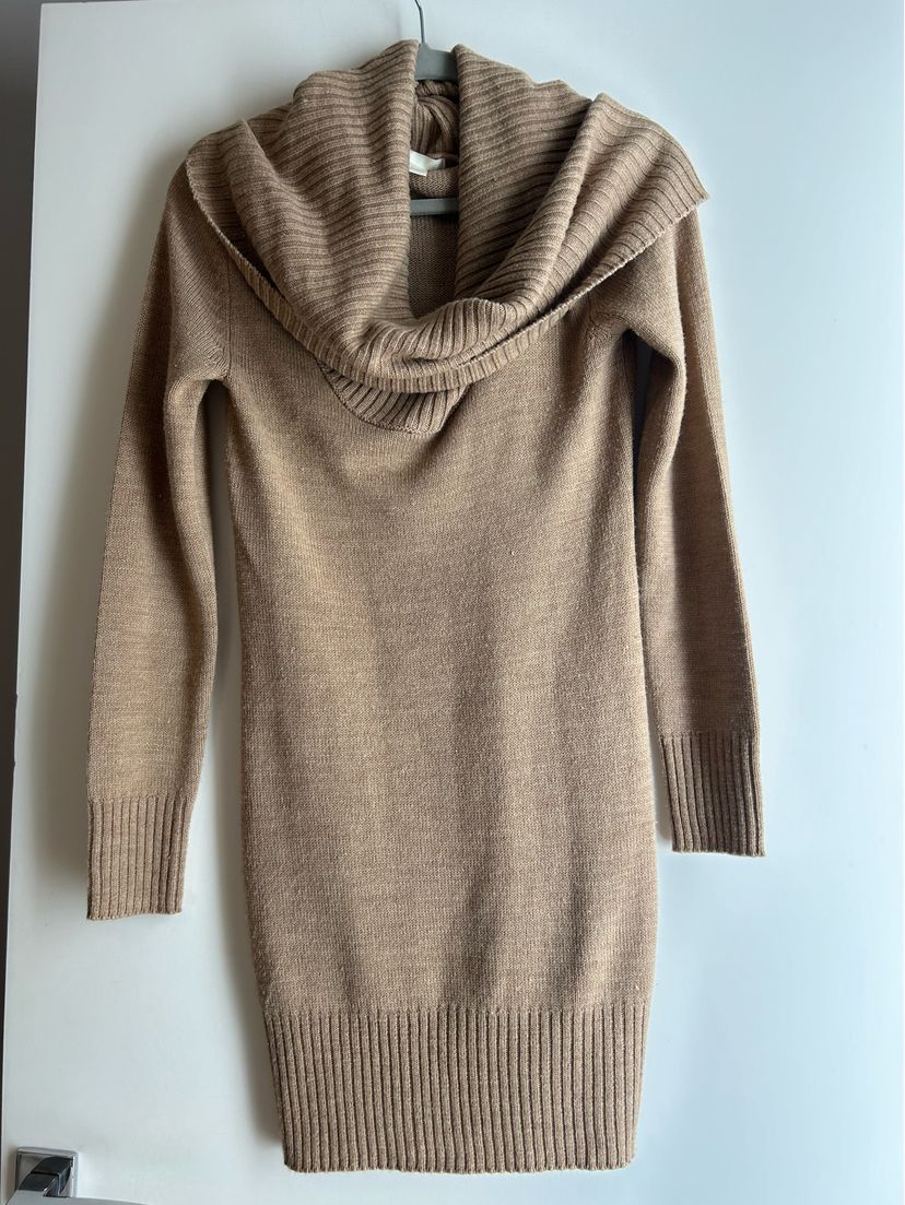 vestido de tricô caramelo - outros h&m