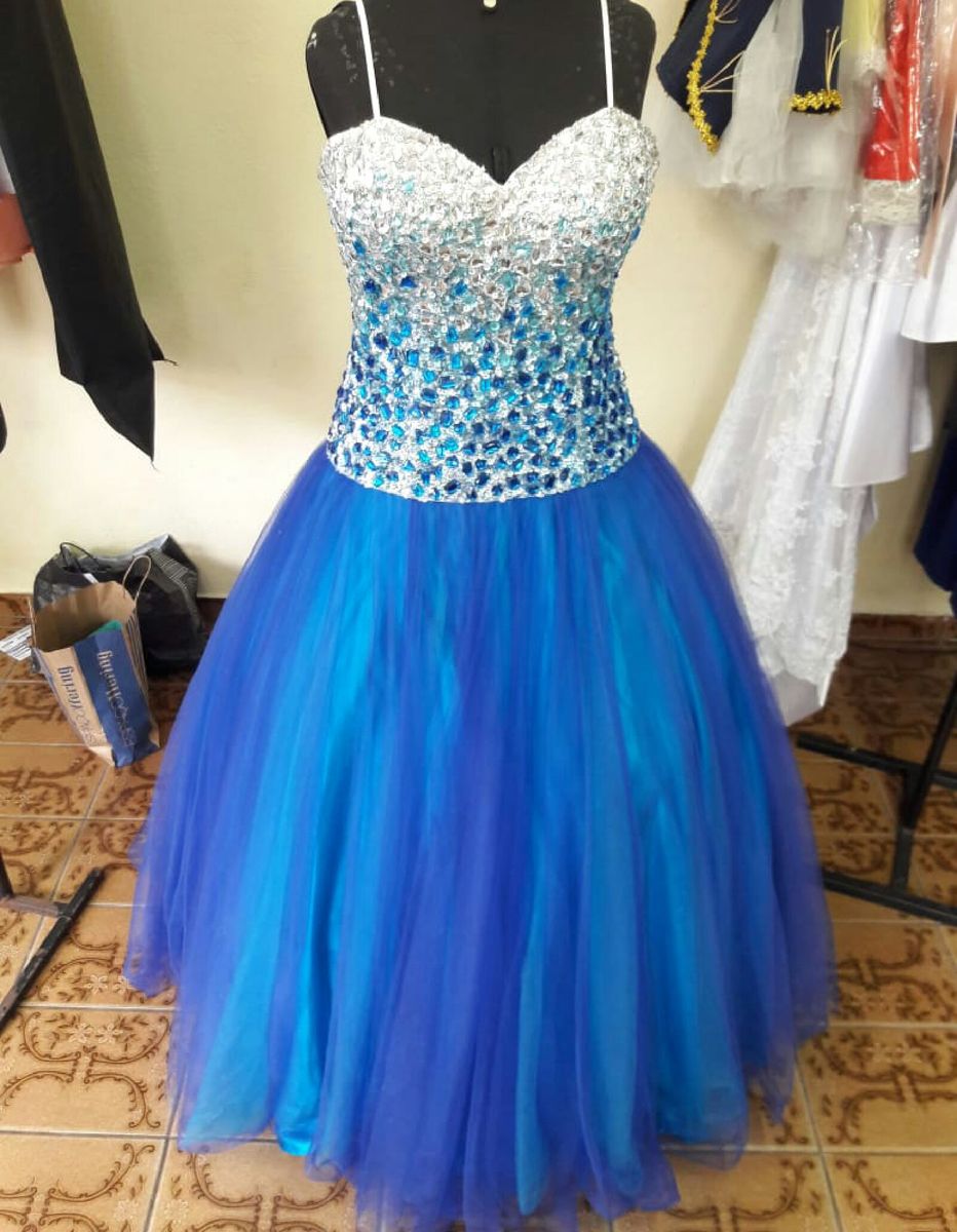 vestido azul royal para debutante