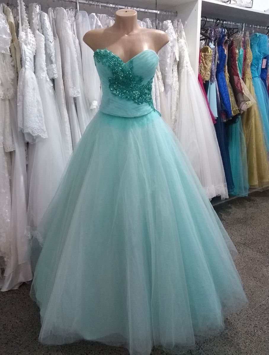 Vestido de hot sale debutante verde água