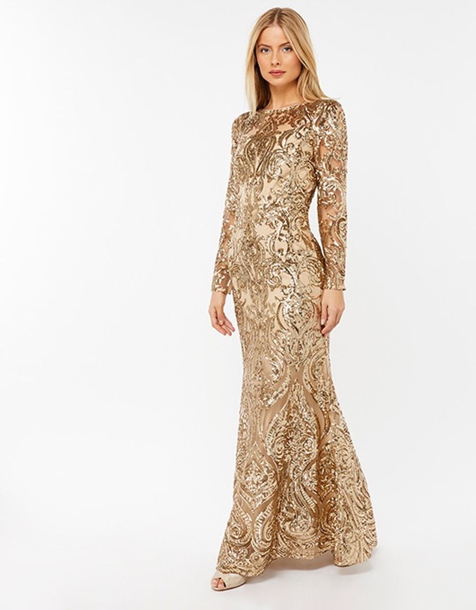 vestido dourado festa longo