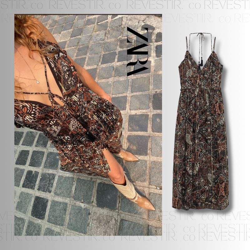 Vestido Estampado em Chiffon Zara | Zara Nunca Usado 112144135 | enjoei