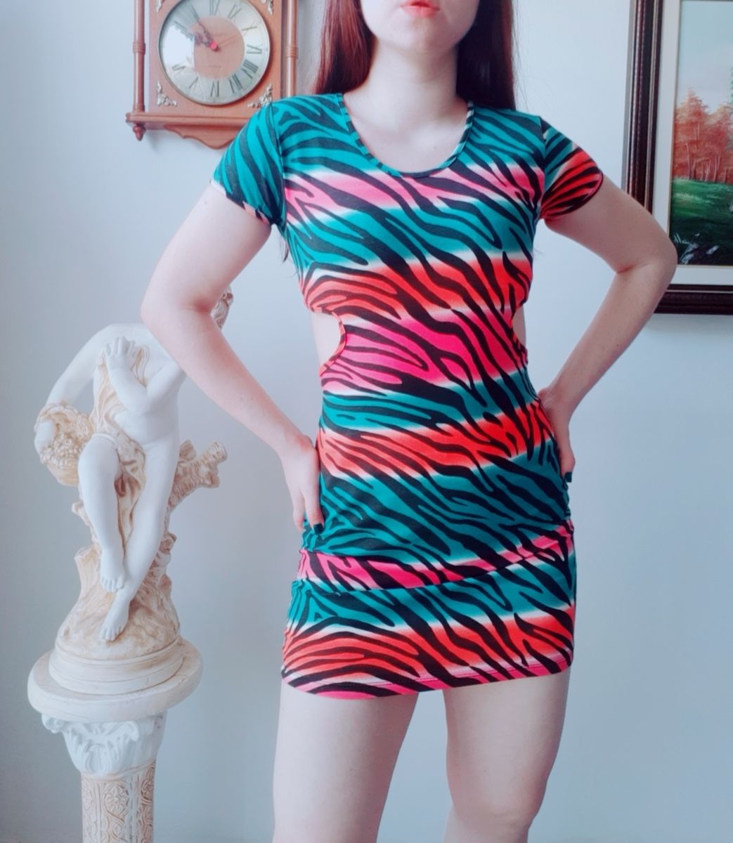 Vestido Estampado Tigresa Animal | Vestido Feminino Usado | enjoei