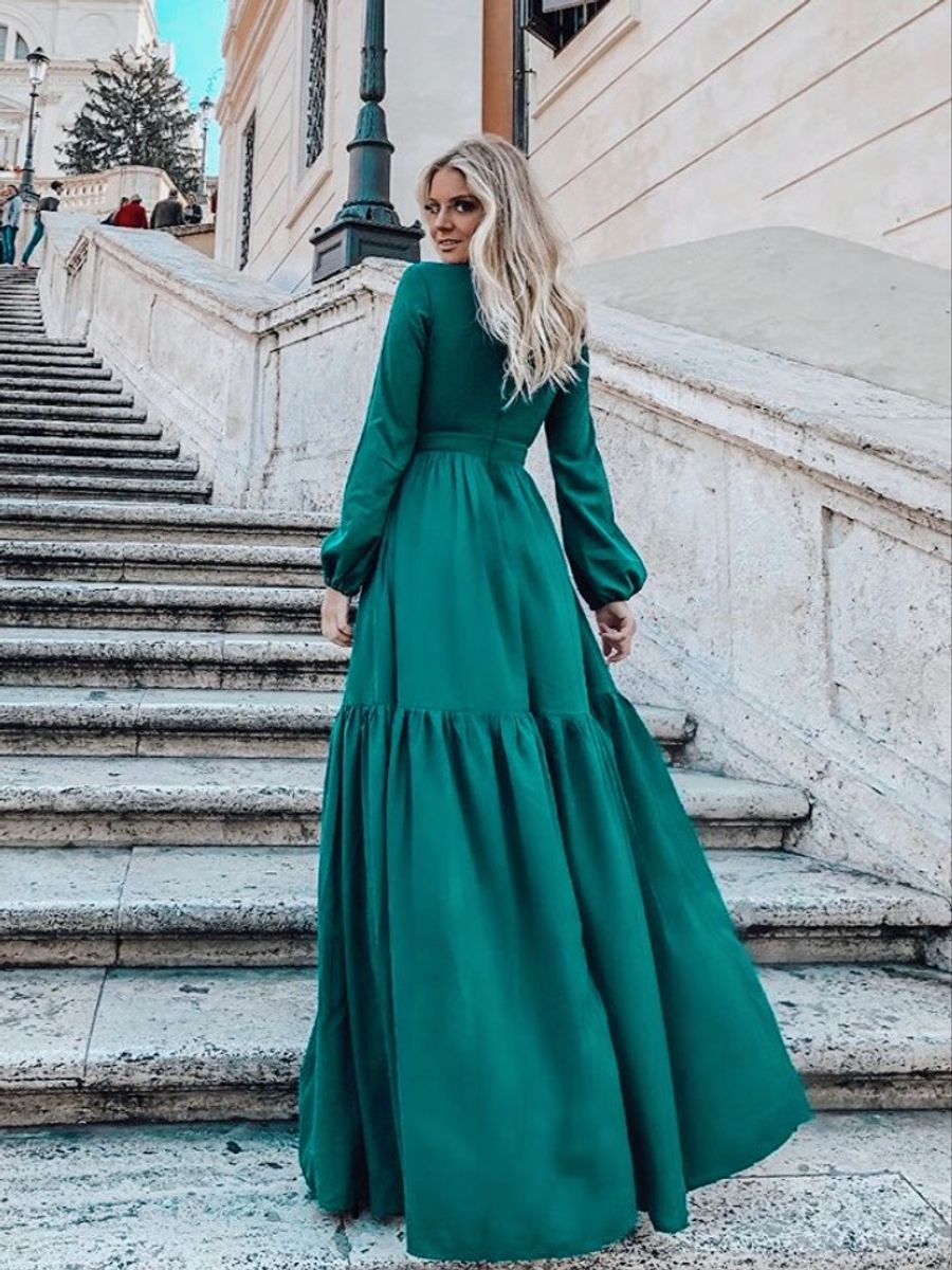 vestido longo com manga para casamento