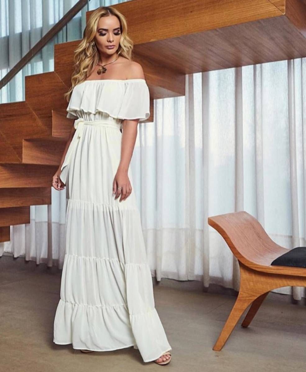 vestido evase longo