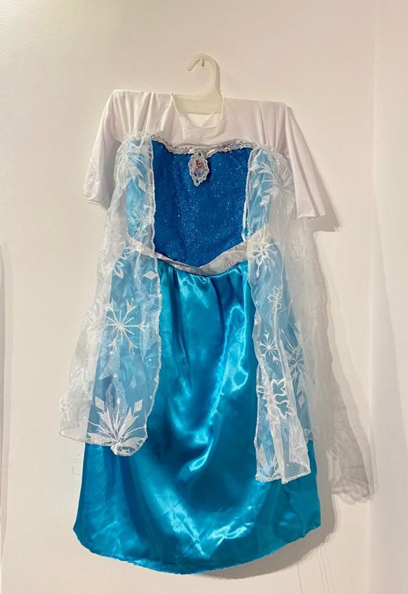 Vestido Fantasia Frozen Infantil Elsa Luxo Com Trança Roupa Infantil Para Menina Disney Usado 2073