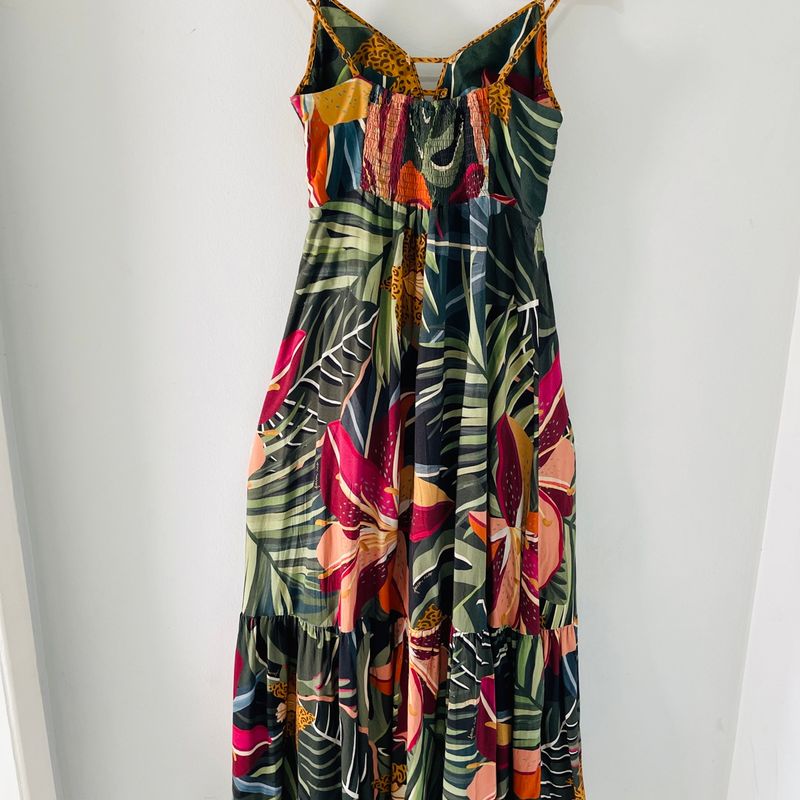 Frill Hem Midi Tropical Vestido Midi Maxi Chita Vestido Farm Chita