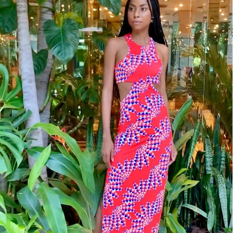 adidas farm psychedelic wave red dress FARM Rio x Adidas Sleeveless Cutout Psychedelic Wave Red Farm Rio Dress XL