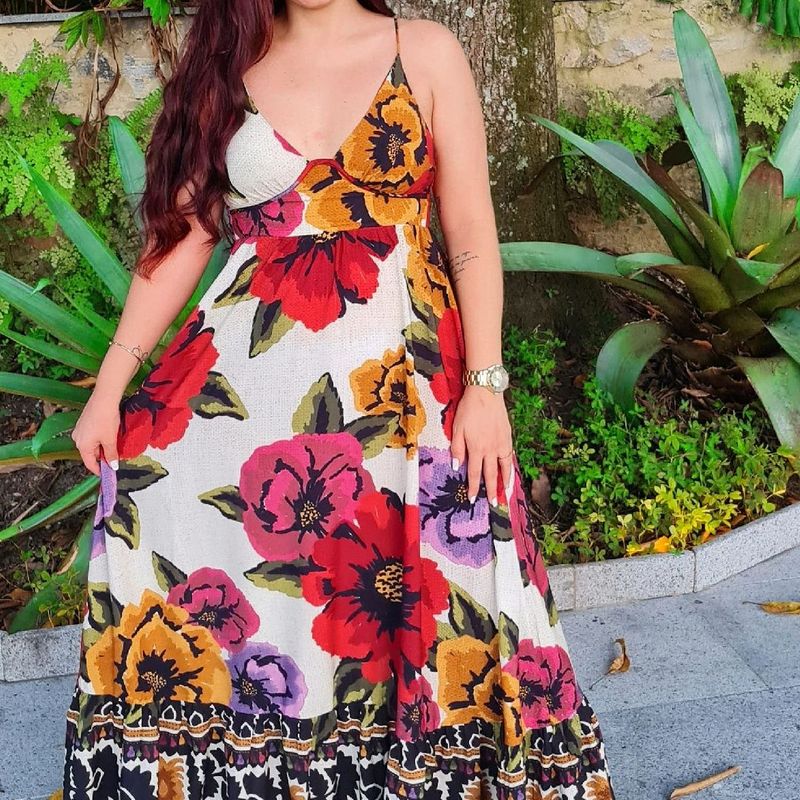 Vestido chita romantica sales farm